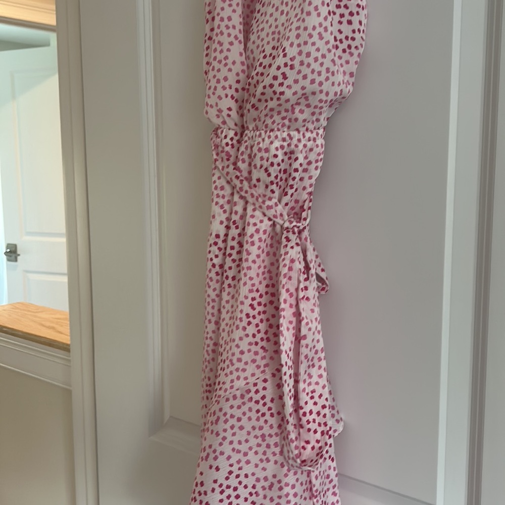 Express White And Pink Patterned Asymmetrical Dre… - image 5